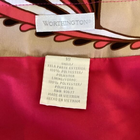 Worthington pink black full skirt size 18.  0363 - Picture 9 of 10